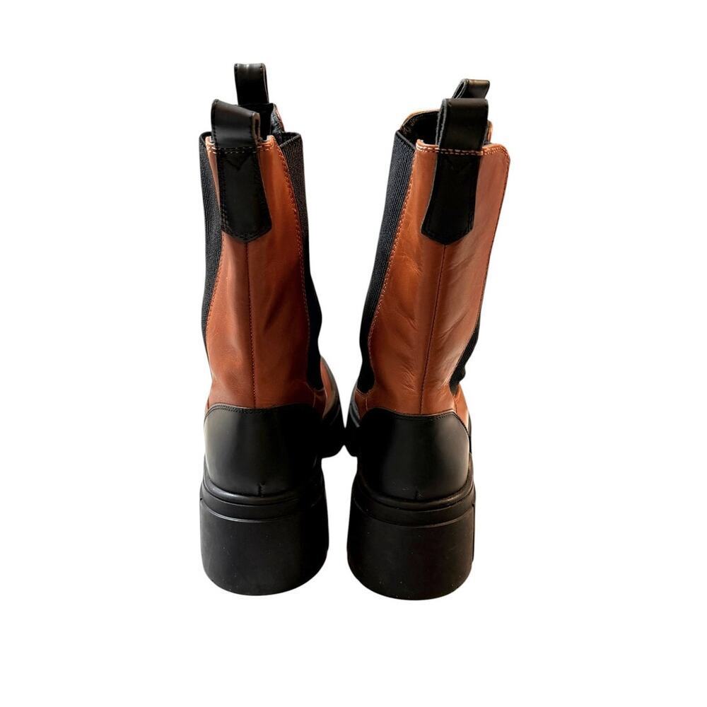 Free People Maren Mid Chelsea Boots Brown Black Leather Lug Sole Size 40 (9 US) - Picture 5 of 10